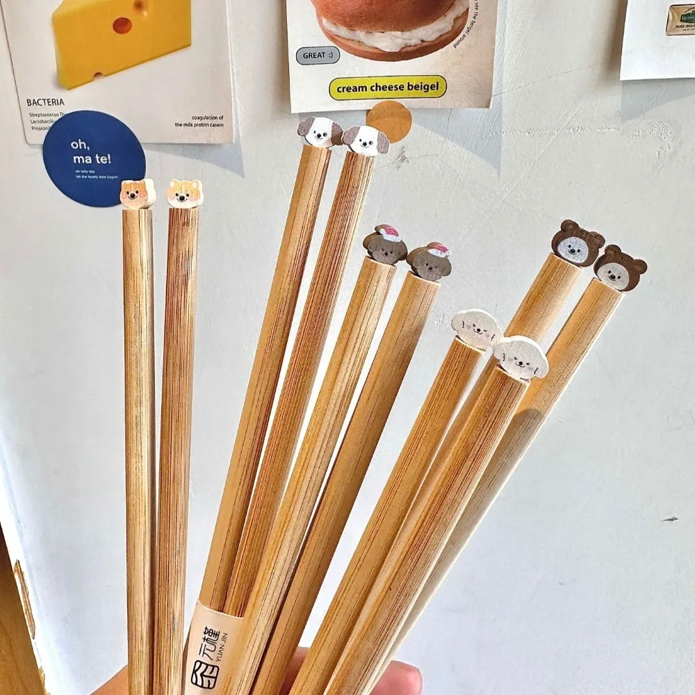 Japanese Style Dog Cat Long Chopstick Wooden Animal Noodle Chopsticks Anti-slip Reusable Hot Pot Use Chopsticks Cooking Tools