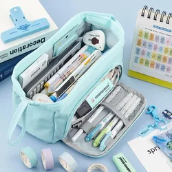 For Kids Students Big Pencil Case Pen Bag Pouch Large Capacity Double Windows School Bags School Supplies Stationery Gift