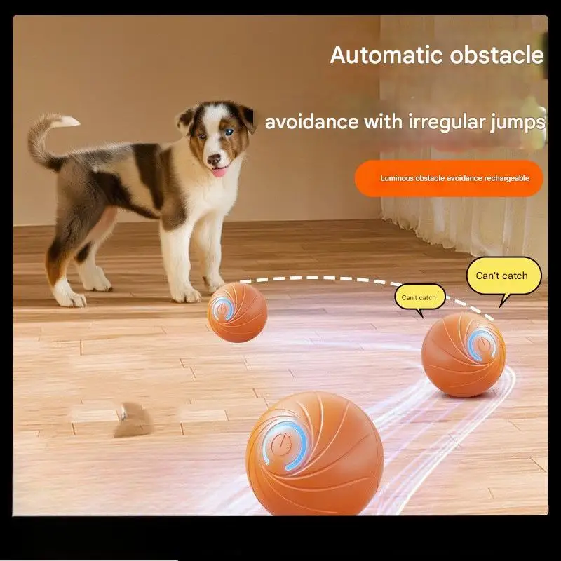 

Smart Avoid Obstacles Pet Ball, Auto Random Jump, Rechargeable with Light, TPR PC, Safe Durable for Puppy Kitten