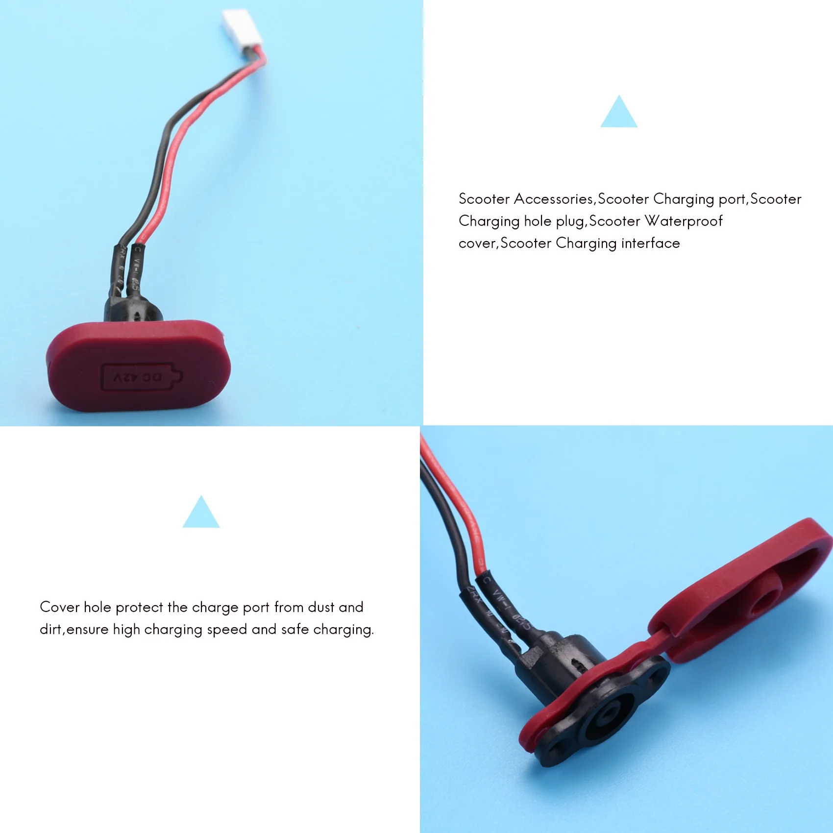 For Xiaomi Mijia M365 Electric Scooter Charging Hole Cover with Charging Cable Charging Port Plastic Waterproof Cover