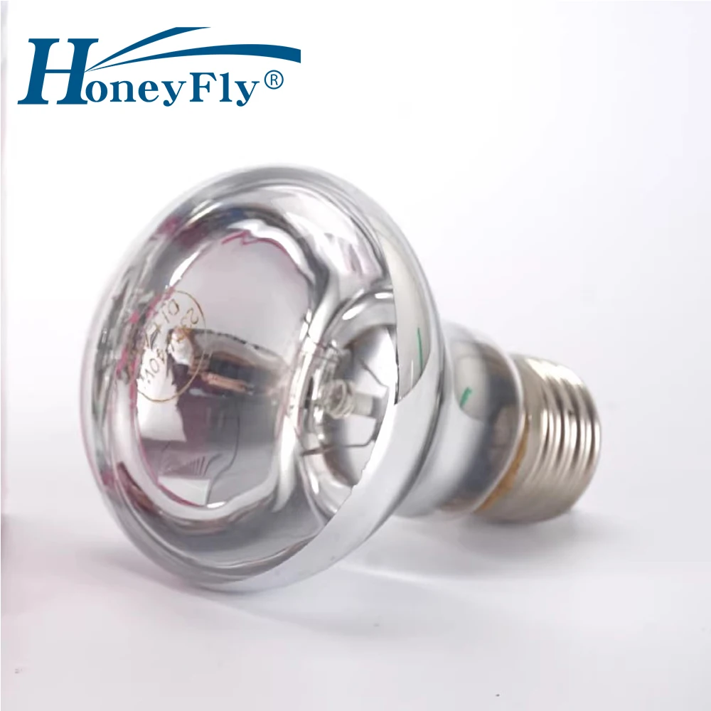HoneyFly Infrared Bath Heater Lamp R63 E27 220V 40W 63*80mm 63*100mm IR Heating Reflective Incandescent lamp Bulb