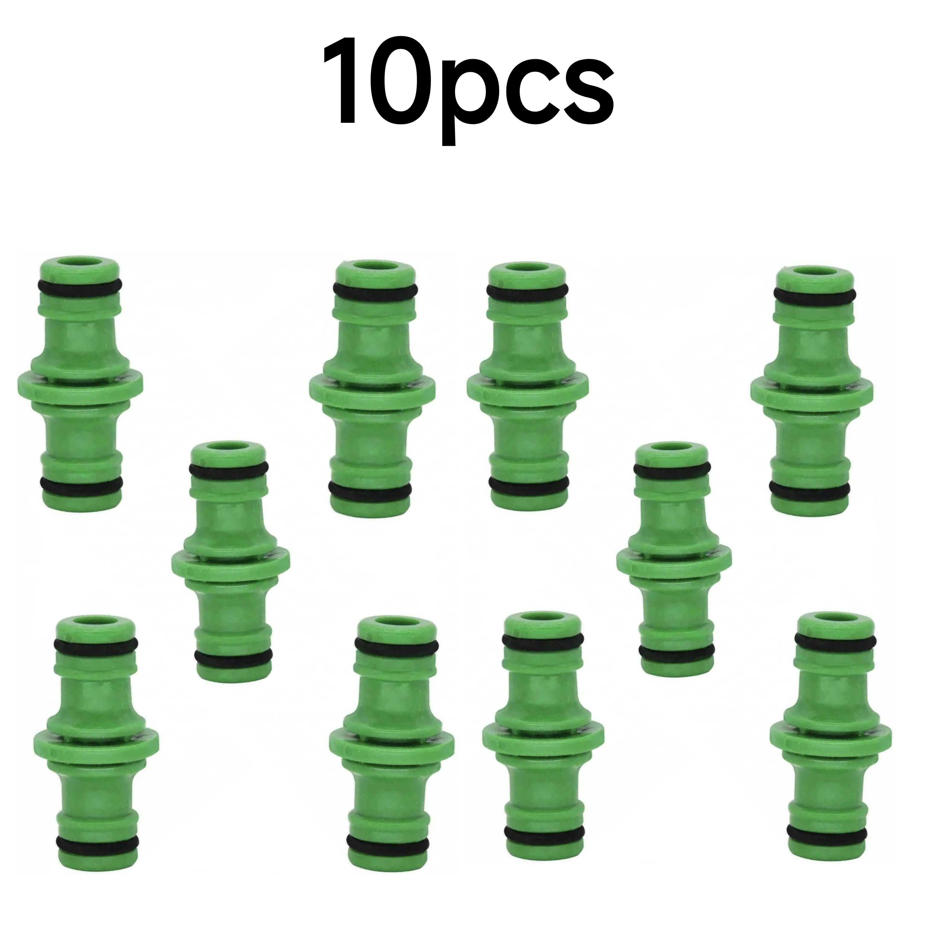 10Pcs Hose Pipe Connector Double Male Plastic Quick Fix Click On Rubber O Ring Garden Watering Hose ABS Quick Connector