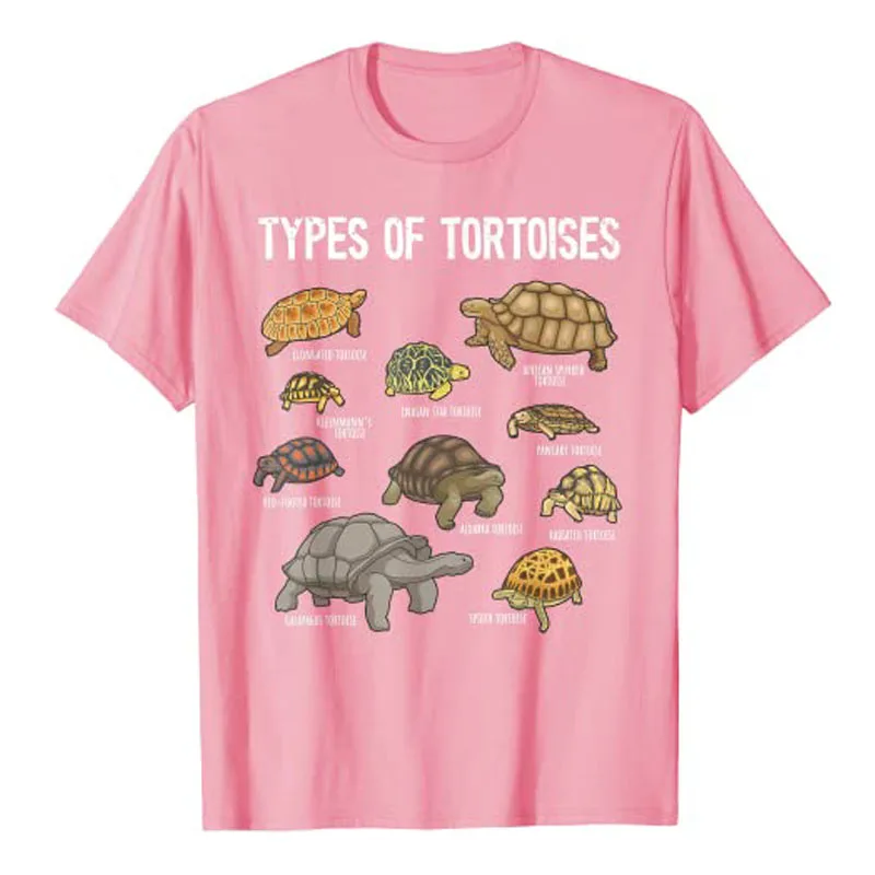 Different Types of Tortoises T-Shirts, Tortoise Lover Shirt, Reptile-Lover Graphic Tee Top Cute Short Sleeve Turtle Print Outfit