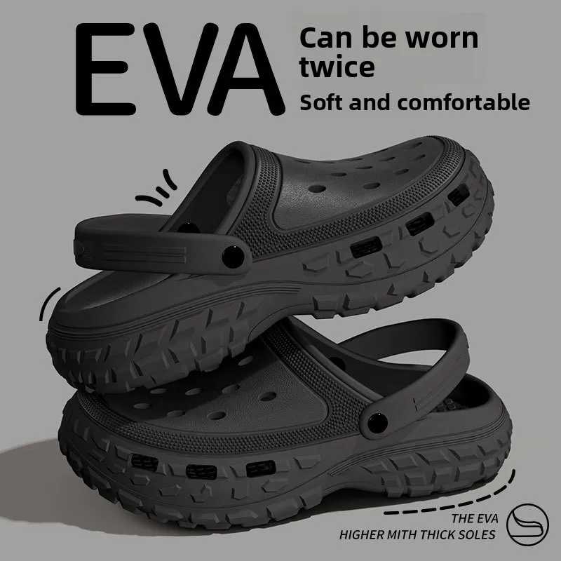 

Мужские летние шлепанцы с перфорацией, новые, нескользящие, на толстой подошве, для отдыха, популярные у блогеров, для улицы и пляжа, оптом