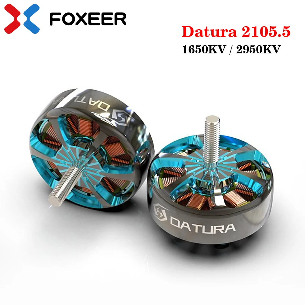 FOXEER Datura 2105.5 1650KV / 2950KV 3-6S Motor tanpa sikat M3 poros kompatibel 4-5 inci baling-baling untuk Drone balap RC FPV