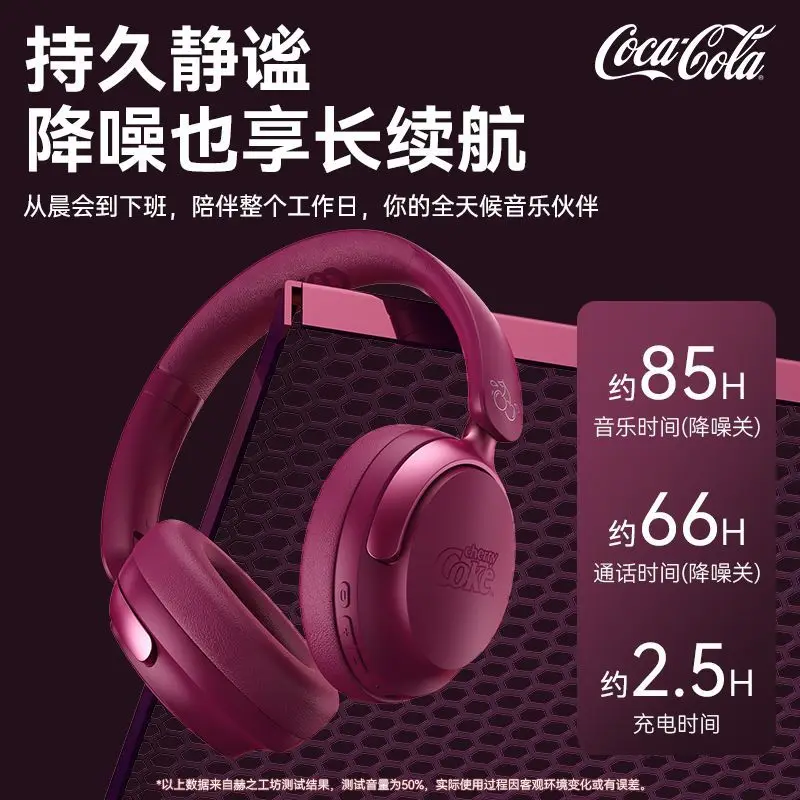 Fotografia 5: Fones de Ouvido Bluetooth 6.0 Over-Ear Coca-Cola T-68 com Sensor de Seis Eixos, Cancelamento de Ruído ANC, Ideais para Esportes e Jogos, Presentes