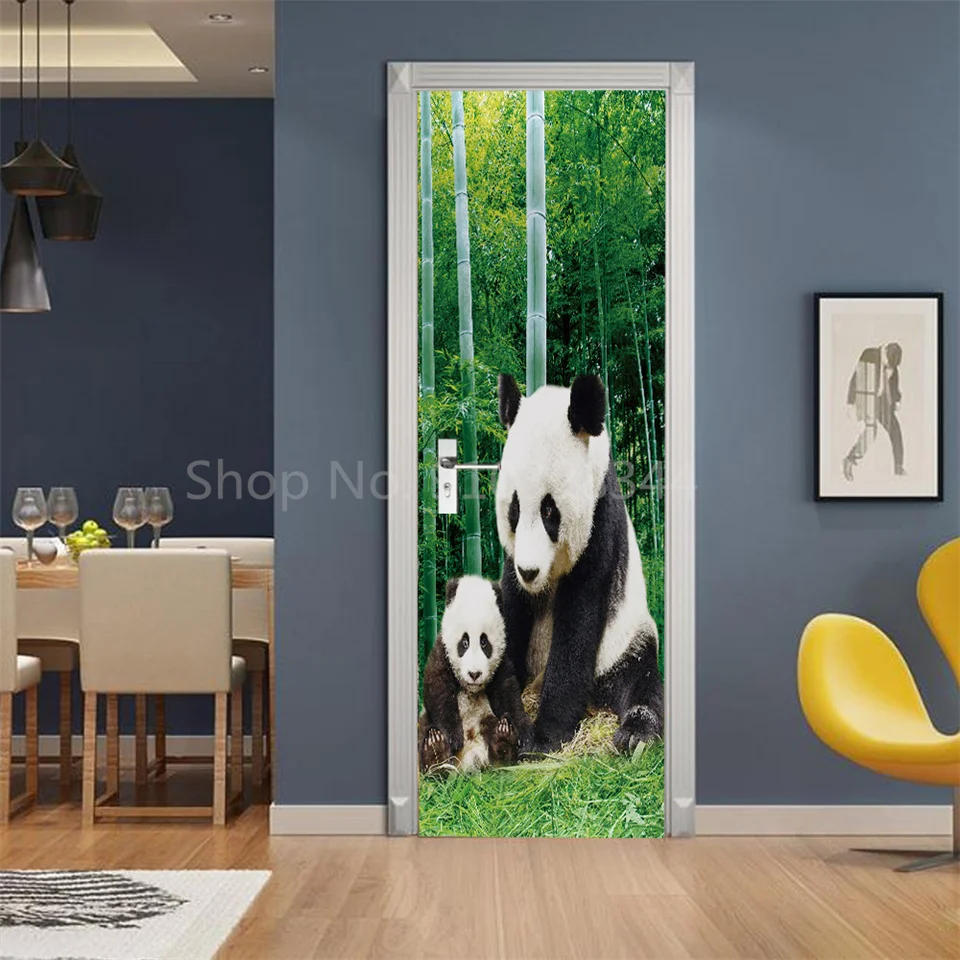 Tier-Türaufkleber Katze Tiger Hirsch Leopard Tapete Benutzerdefinierte Türen Poster Wandtattoo Selbstklebend 3D Heim-Design Dekor Türsticker – Detail 22