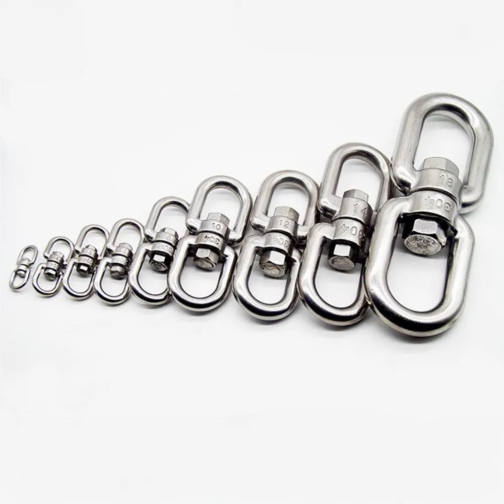 M4 M5 M6 M8 M10 Stainless Steel Double Ended Swivel Eye Hook Ring Shackle Carabiner Hooks Connector Multi-purpose Hooks