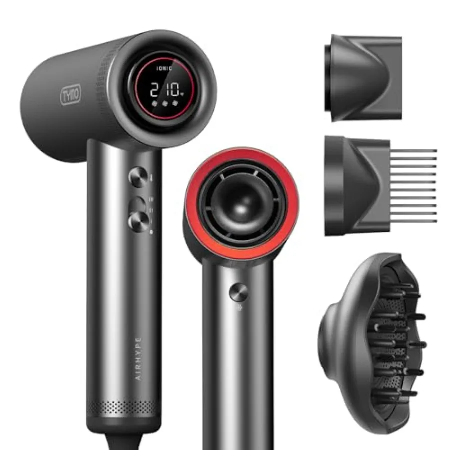 

Фен для волос с диффузором для женщин - профессиональный высокоскоростной фен мощностью 1500 Вт с расческой, 110 000 об/мин, быстрая сушка, 200 миллионов ионов