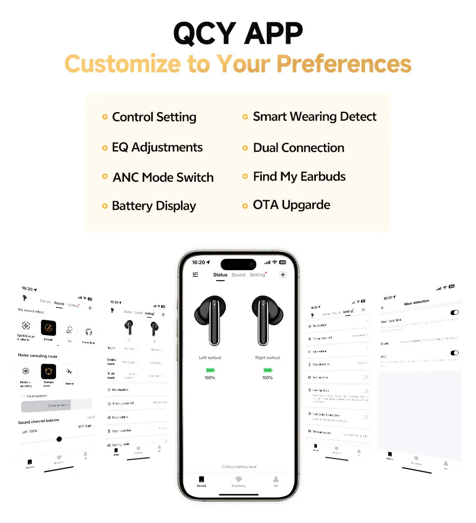 QCY MeloBuds Pro ANC Kabellose Kopfhörer 46 dB aktive Geräuschunterdrückung Ohrhörer Bluetooth 5.3 Hi-Res Audio mit LDAC-Kopfhörern – Detail 18