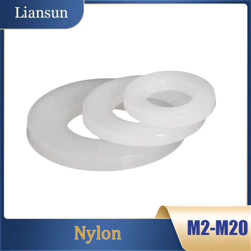 

White Nylon O-Ring Sealing Gasket Sealing Ring M2 M2.5 M3 M4 M5 M6 M8 M10 M12 M14 M18 M20 2mm Thick Nylon Flat Washer