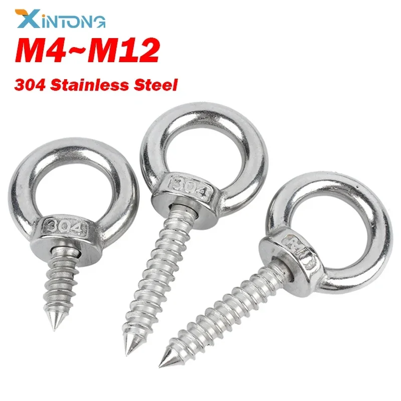 M4 M5 M6 M8 M10 M12 Lifting Eye Bolt Wood Screw Metric A2/304 Stainless Steel  Round Ring Hooks Self Tapping Wood Screws