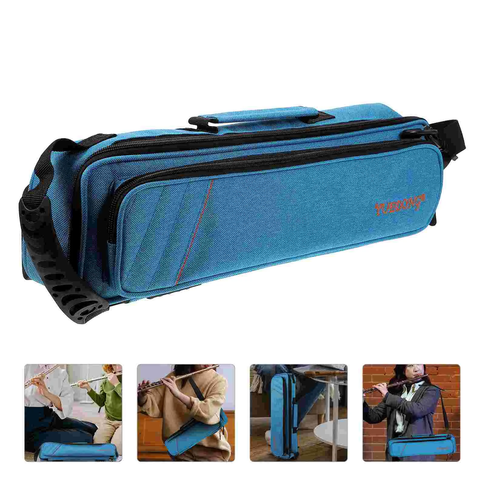 1Pc Flute Oxford Cloth Case Wind Instrument Oxford Cloth Storage Box (Sky-blue) flute storage box wind instrument storage box