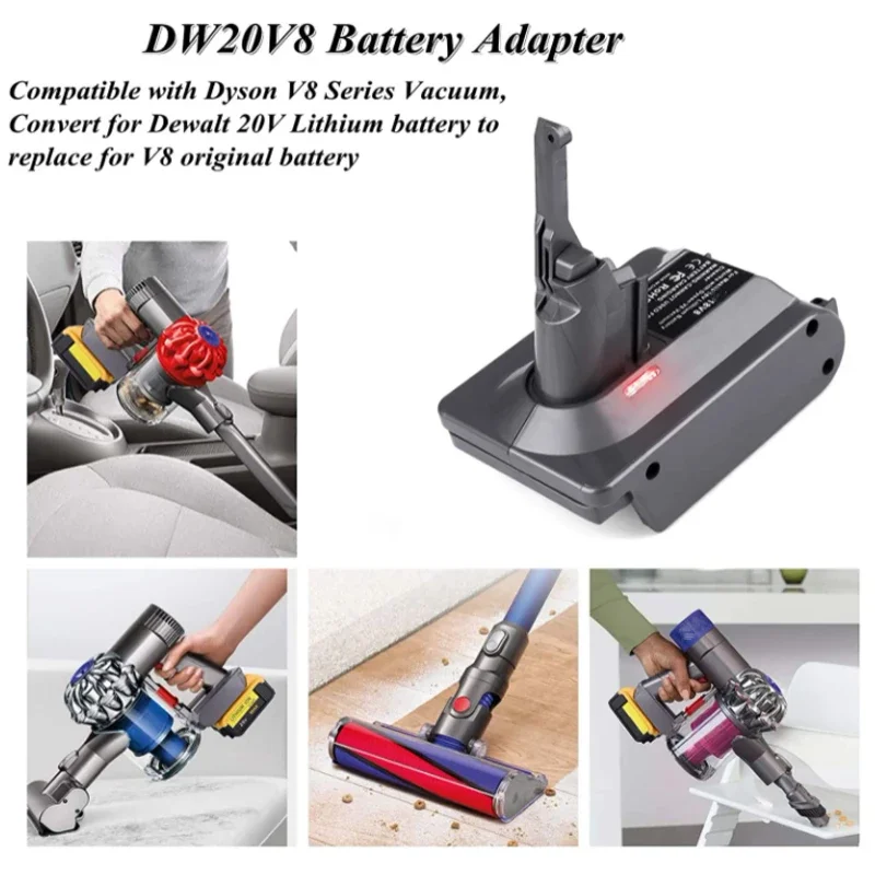 ZWINCKY Battery Adapter for Dewalt 18V 20V Lithium Battery Converted to Replace for Dyson Battery Use for Dyson V7 V8 Serie