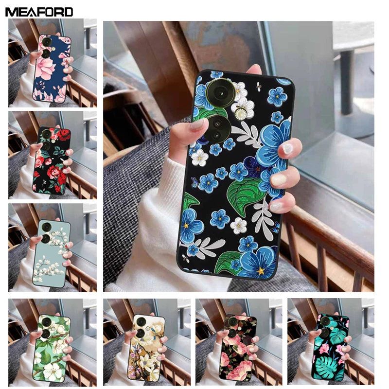 For OnePlus Nord CE 3 5G Case 3D Soft Flower Relief Silicone Emboss Covers For One Plus CE3 Lite 5G CE3 Phone Case CE3Lite Coque