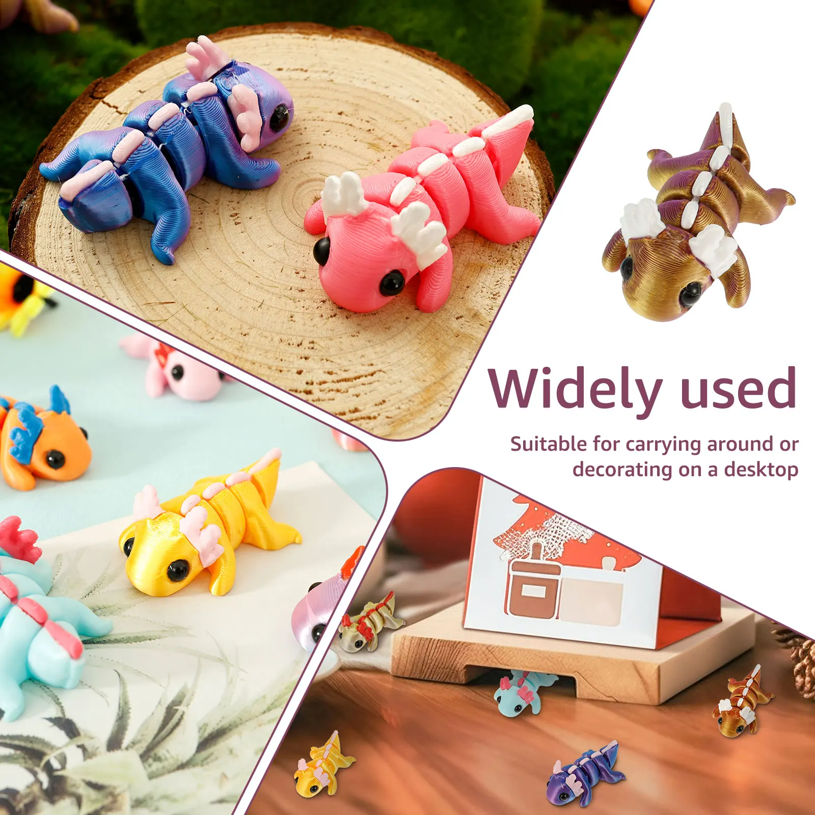 24 قطعة من البلاستيك ثلاثية الأبعاد المطبوعة Axolotl الشكل مرنة مشتركة صغيرة الحسية Axolotl لعبة إضافة متعة ثلاثية الأبعاد لعبة حيوانات مطبوعة للأطفال #5