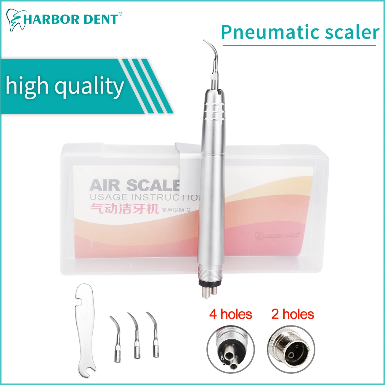 

2Holes/4 Holes Dental Ultrasonic Air Scaler Handpiece 3 Tips Air Scaling Polishing Tools Teeth Whitening Cleaner