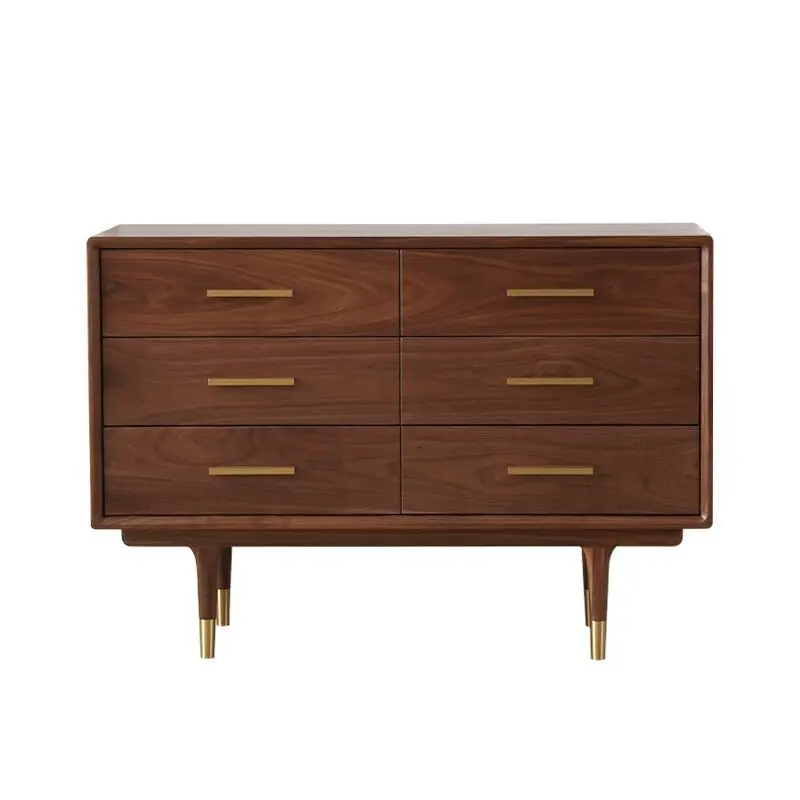 

North American Black Walnut Bucket Cabinet Nordic Solid Wood White Oak Six Bucket Cabinet Side of Drawer Cherry Storage Cabinet