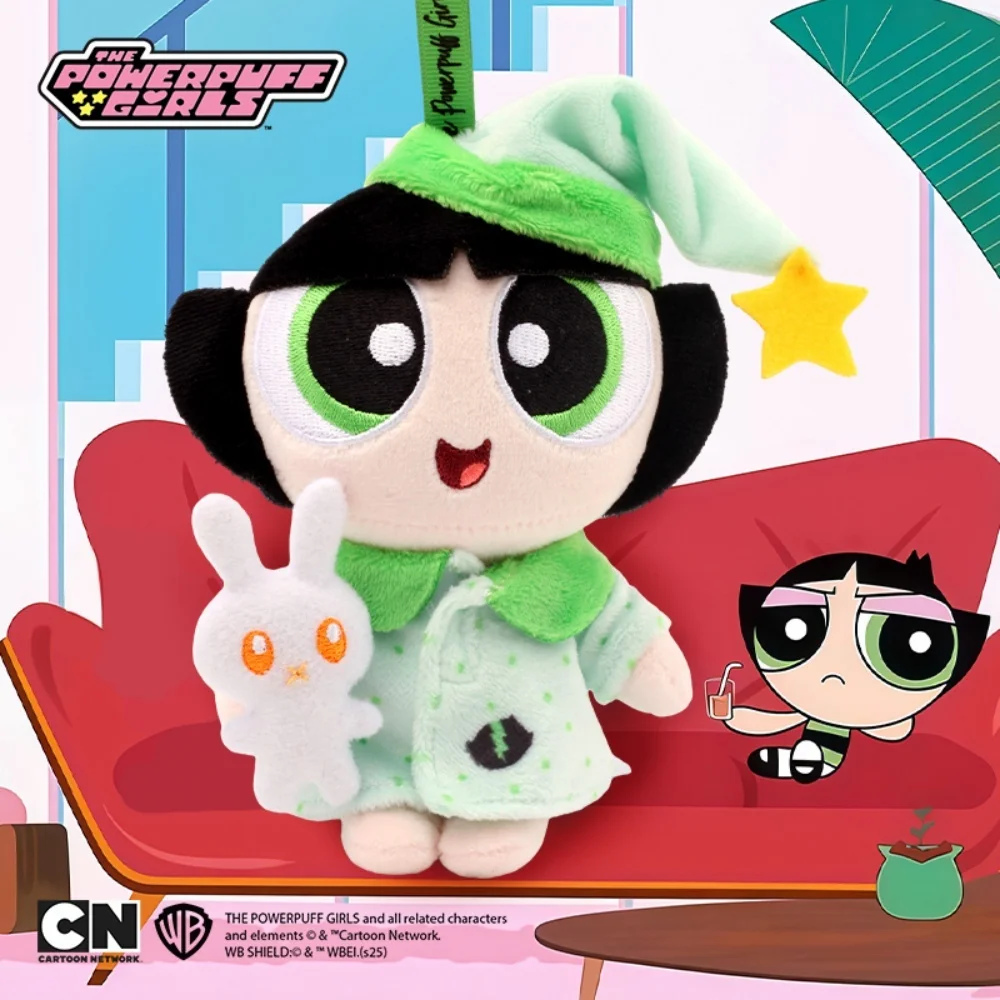15cm anime o powerpuff meninas bonecas brinquedos flor bolhas buttercup chaveiro de pelúcia saco dos desenhos animados ornamentos boneca pendurado presentes da menina