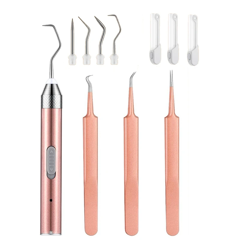 6 Piece Weeding Tools Metal With 5 Pin Lighted Tweezers For Vinyl Rechargeable With LED Light Set 3 LED Pen