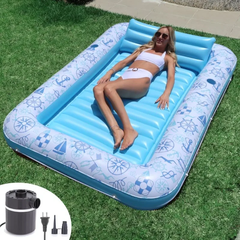 

Water inflatable tanning pool sunbathing floating bed summer lawn tanning floating drainage bed outdoor bathtub
