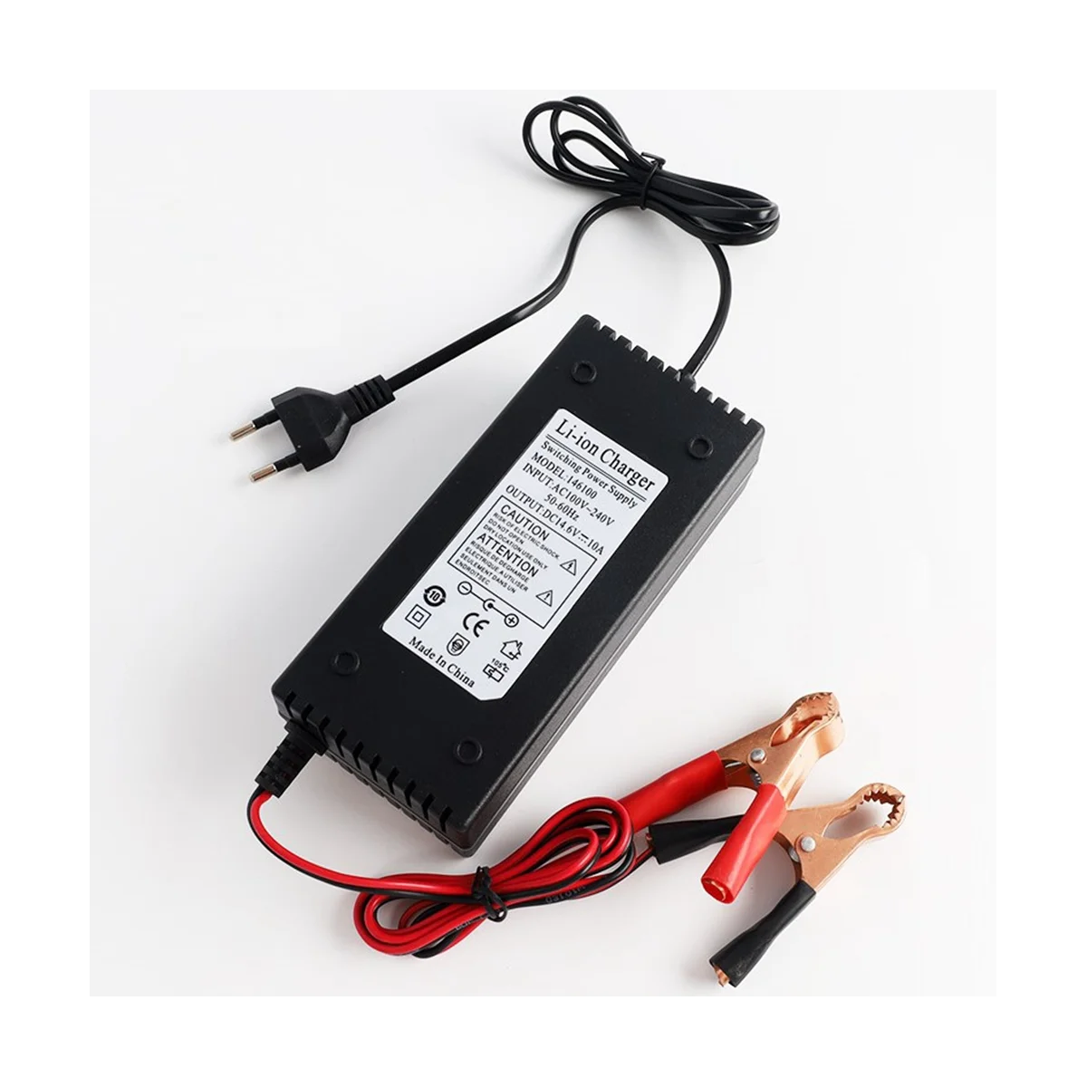 Cargador de batería de fosfato de hierro Lifepo4, 14,6 V, 10A, para patinete 4S de 12,8 V, cargador de almacenamiento de energía Solar para coche, enchufe europeo