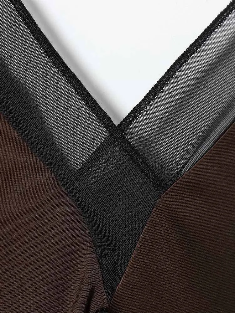 Nueva moda de invierno de estilo europeo y americano, ropa de mujer, elegante vestido midi asimétrico de satén ajustado sin mangas