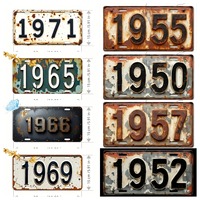 2D Flat,1950-1980 Aluminum License Plate Tag, Polished Metal Front Car Plate, Fade-Resistant & Easy Install Fit for Cars