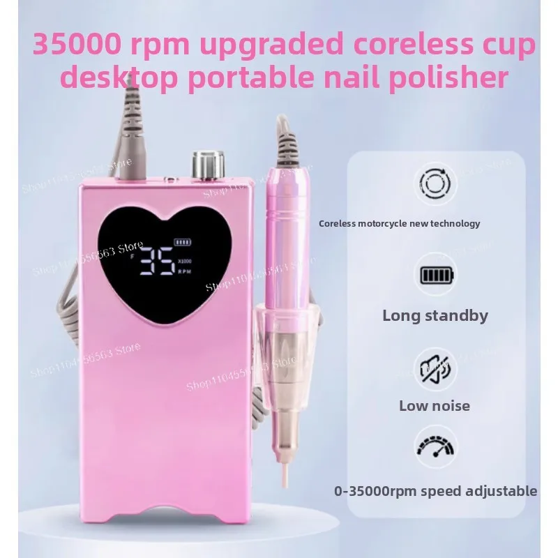 

Pink Wireless Uv Gel Nail Dryer Led Lamp Cordless Rechargeable 35000 Nail Drill Heart Shape Nail Lamp