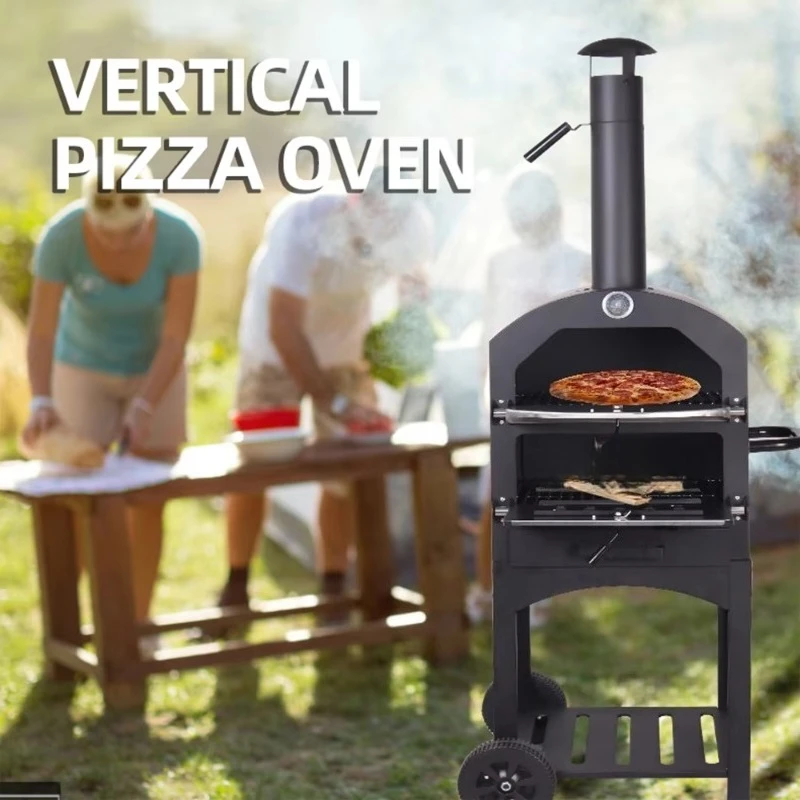 12-inch Vertical Pizza Oven Outdoor Camping Charcoal Grill BBQ Barbecue Food Beef Stew Oven