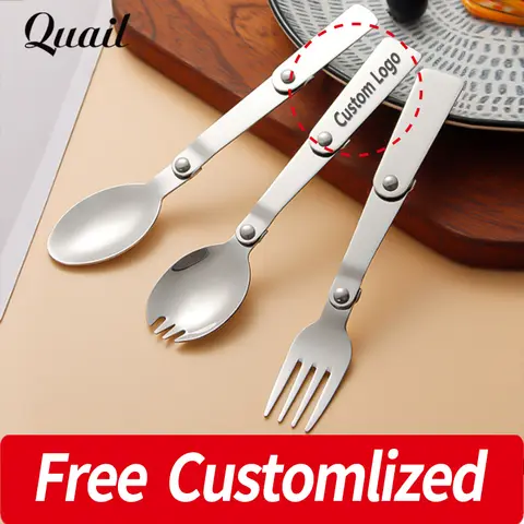 맞춤형 실버 접이식 스푼, 맞춤형 SUS304 스푼, 맞춤형 여행 포크 스푼, 맞춤형 야외 접이식 포크