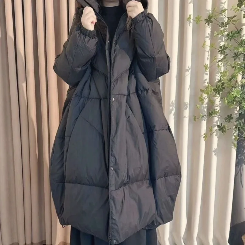 Mode Casual Drie-proof Stijlvol Middellange verdikte capuchon Winter Winddicht Dikker jas Groot formaat donsjack Dames Los