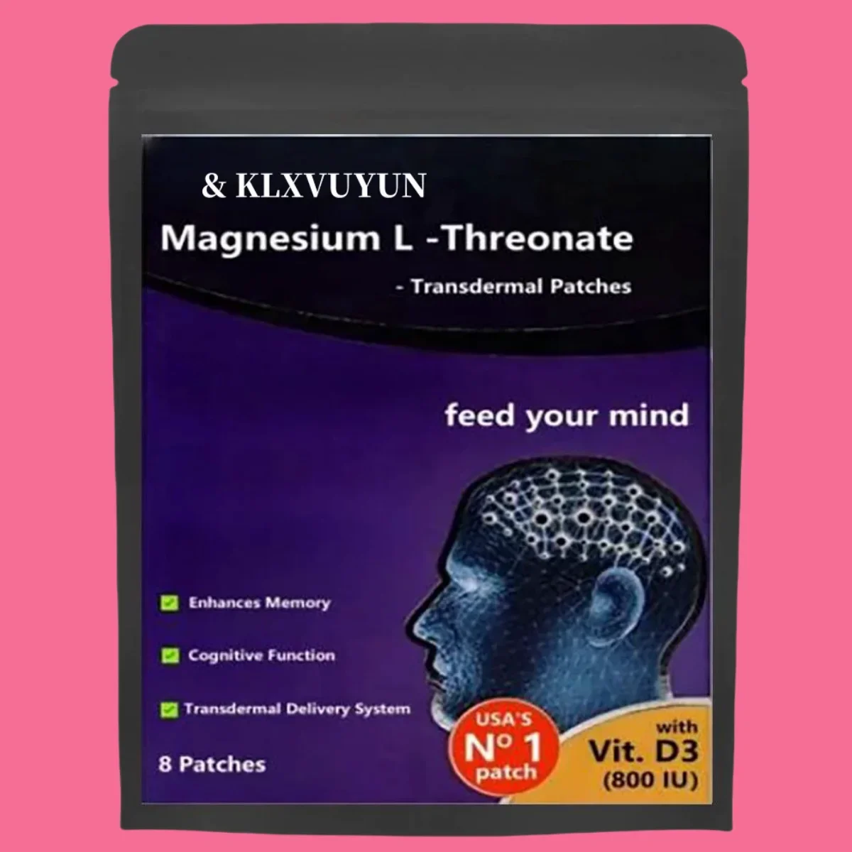 Magnesium l-threonate, Vitamin D3-meningkatkan otak, memori, meningkatkan konsentrasi & kognisi, tempelan Transdermal energi