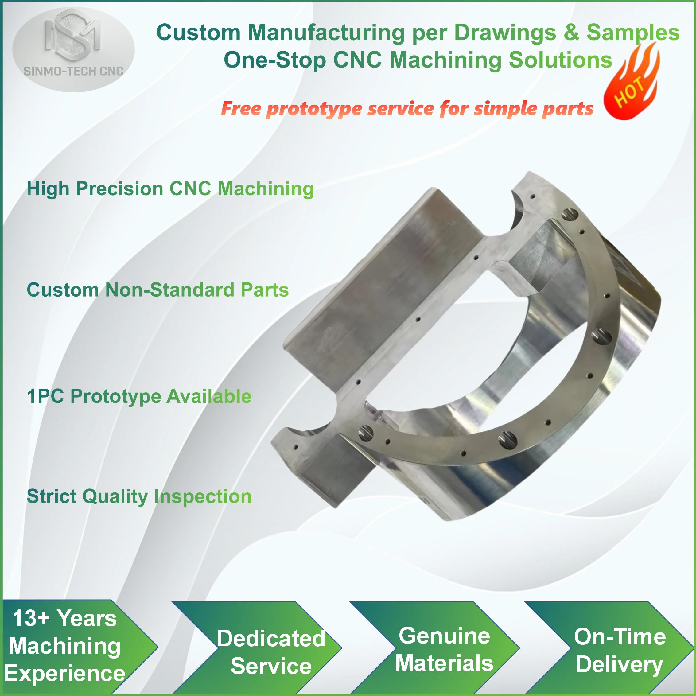 

5 Axis CNC Machining Custom Aluminum Steel Robot Frame Support Structure High Precision Mechanical Parts