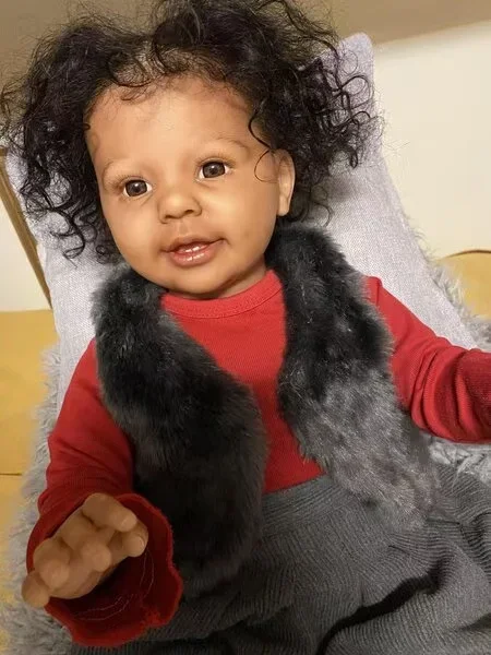 SINO-BB Customized Limited Supply 28inch Reborn Baby Katie Marie With Hand-Rooted Hair Dark Skin Already Finished Doll