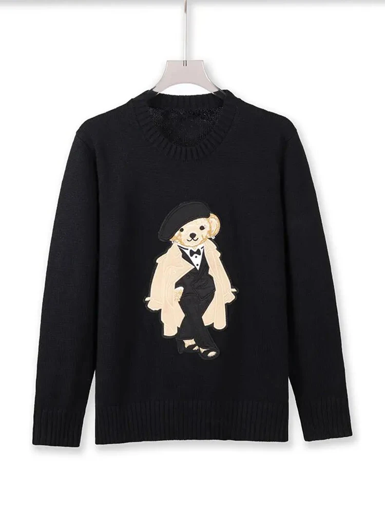 Cartoon Bear Knitwears Sweater Women 2025 Autumn Winter Long Sleeve Pull Femmes Pullover Tops Cashmere Luxury Clothes Women