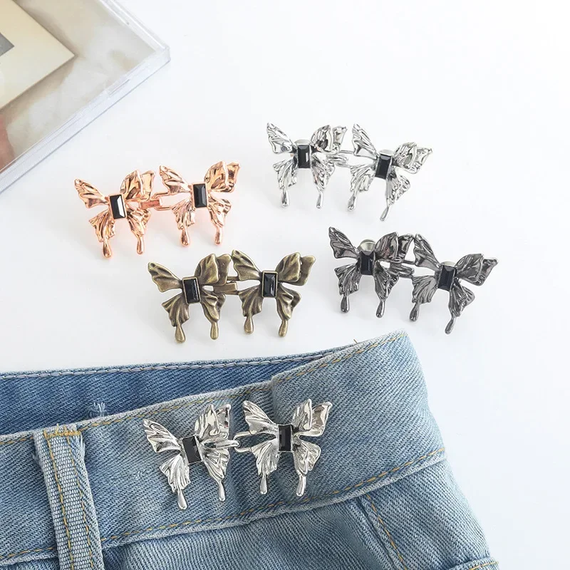 Butterfly Jeans Button Button 10Pcs Adjustable Waist Clip Metal Pins Clothing Accessories Sewing Brooch Tighten Waist Brooches