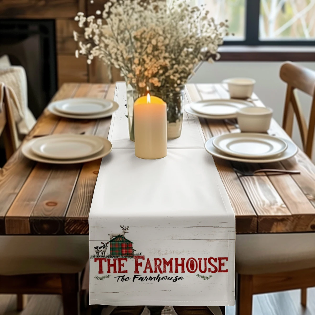 

Рождественский фермерский дом, корова, свинья, доска, дорожки для стола, комод, декор стола, моющийся кухонный обеденный журнальный столик, дорожка для вечеринки, декор