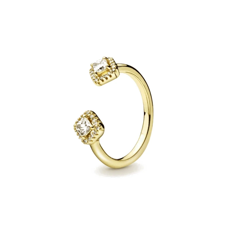 Nuovi anelli in argento 925 placcato oro 18 carati corona geometrica quadrata forma irregolare anello per le donne anello in argento 925 gioielli regalo d'amore