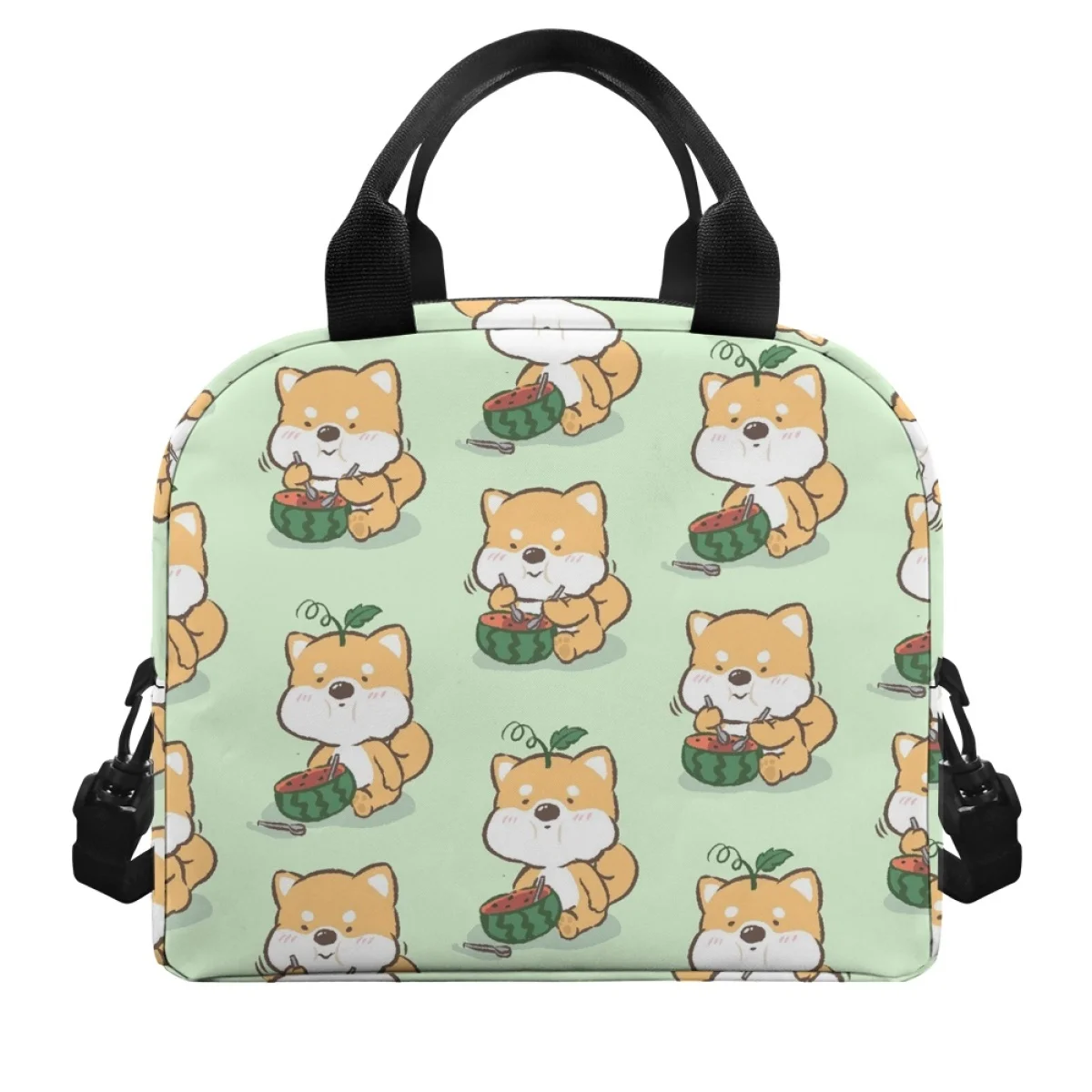 Lovely Corgi Eating Watermelon Print Girls Boys Mulit Large Capacity Handbag Hot Sales Easy To Carry Satchel Fashion Outdoor Bag