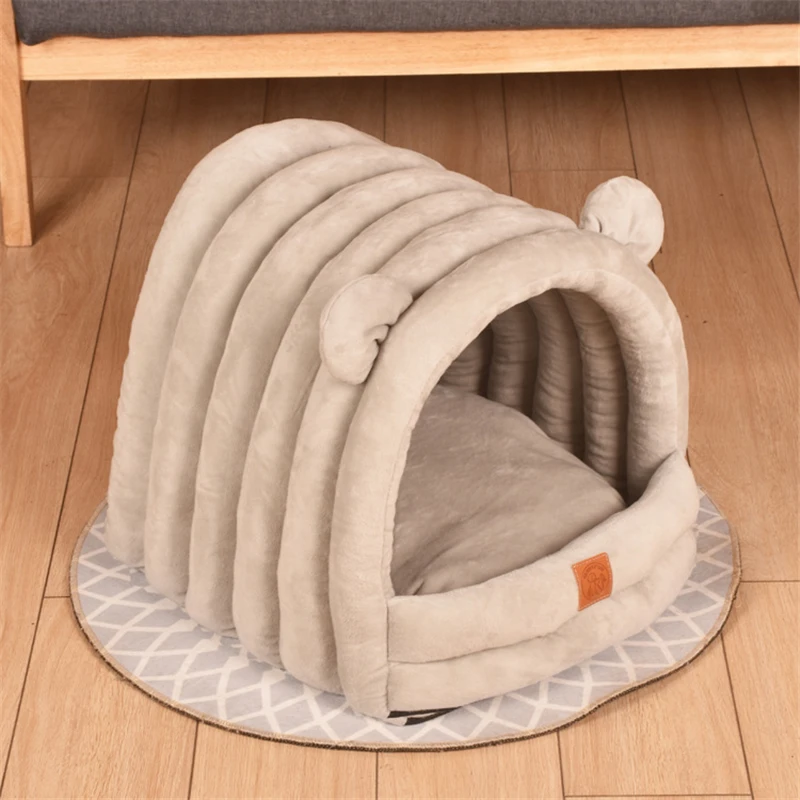 Super Soft Dog Round Cat Deep Sleep Comfort In Winter Warm Sleeping Tent Cozy Cave Mat Portable Indoor Cat Bed for Cats