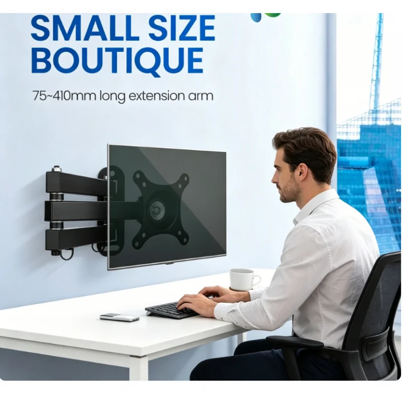 Tiltable & Rotatable TV Wall Mount Bracket, 14-24'' Universal Flat Panel Monitor Holder, 20° Tilt 360° Rotate Design