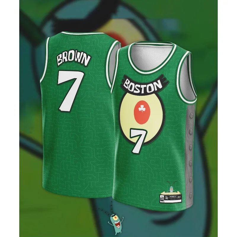 New Plankton Brown 7 Basketball Jersey Men Sleeveless Breathable Sports Vest for Training Outdoor Casual Wear Y2k Top