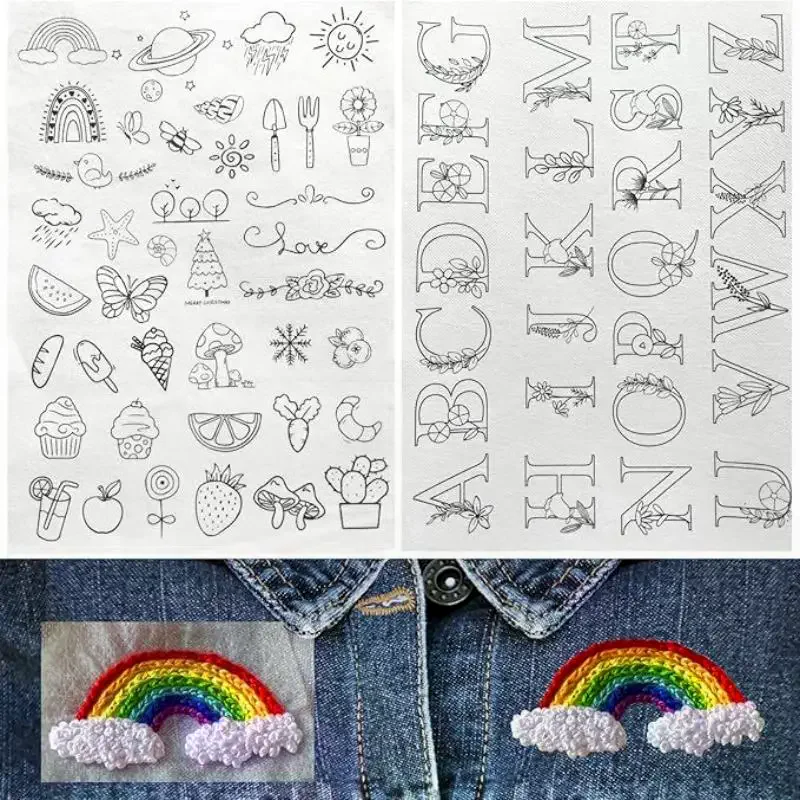 

2Sheets Water Soluble Non-woven Fabric Printed Stabilizer Embroidery Patterns Sticker Embroider Paper Wash Away Sewing Moulds