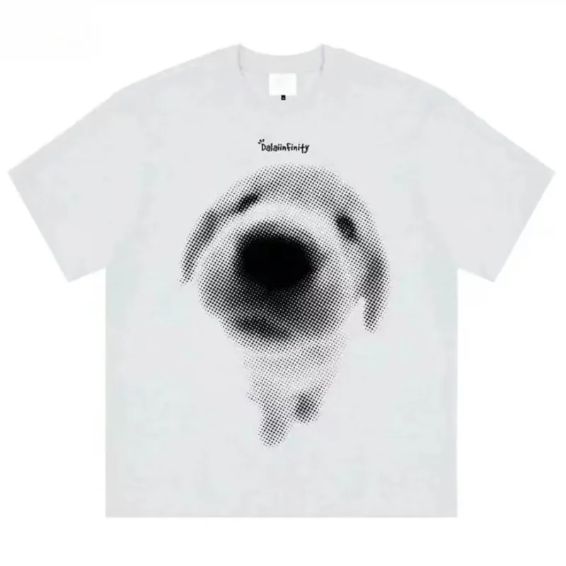 

HOUZHOU White Graphic Funny T-shirts Women Harajuku Cute Dog Printed T-shirts Short Sleeve Casual Oversized Gray Anime Tops Y2k