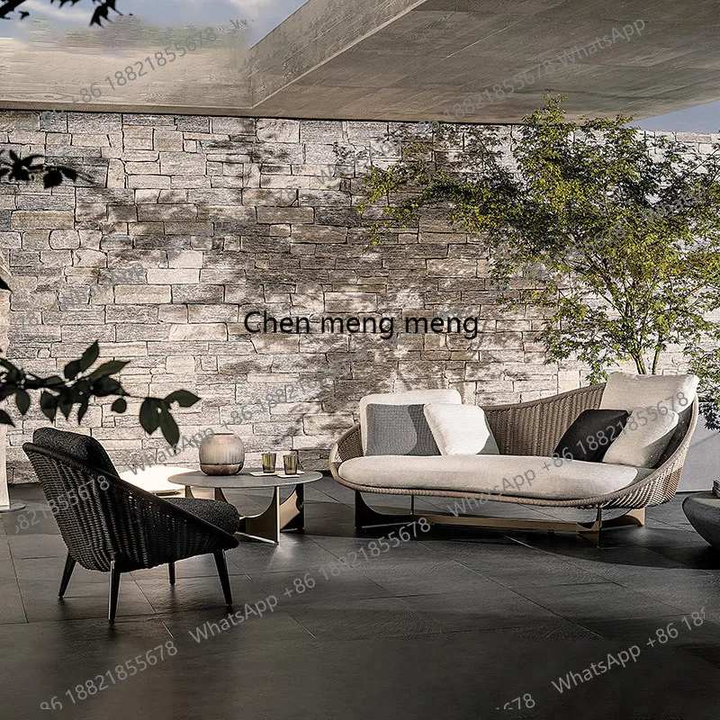 

Outdoor sofa courtyard villa terrace garden, balcony leisure rattan chair coffee table combination