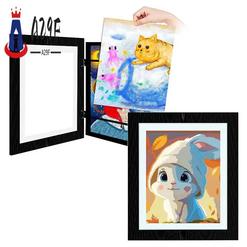 

A29F-Kids Art Frames Front Opening Kids Art Display Frames 13.8X10.4Inch, For Kids Drawing Crafting (Black, 2PCS)
