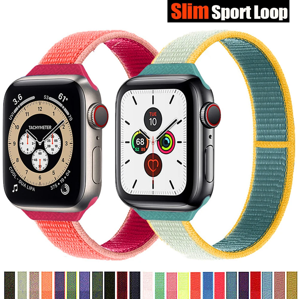 

Slim Nylon Loop Strap for Apple watch band 44mm 40mm 42mm 38mm smartwatch wristband bracelet iWatch 5 3 4 se 6 7 41 45 mm
