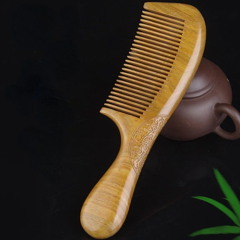 

Green Sandalwood Comb Wooden Fine Tooth Combs for Curly Hair Detangling Anti-static Massage Hair Health 19CM