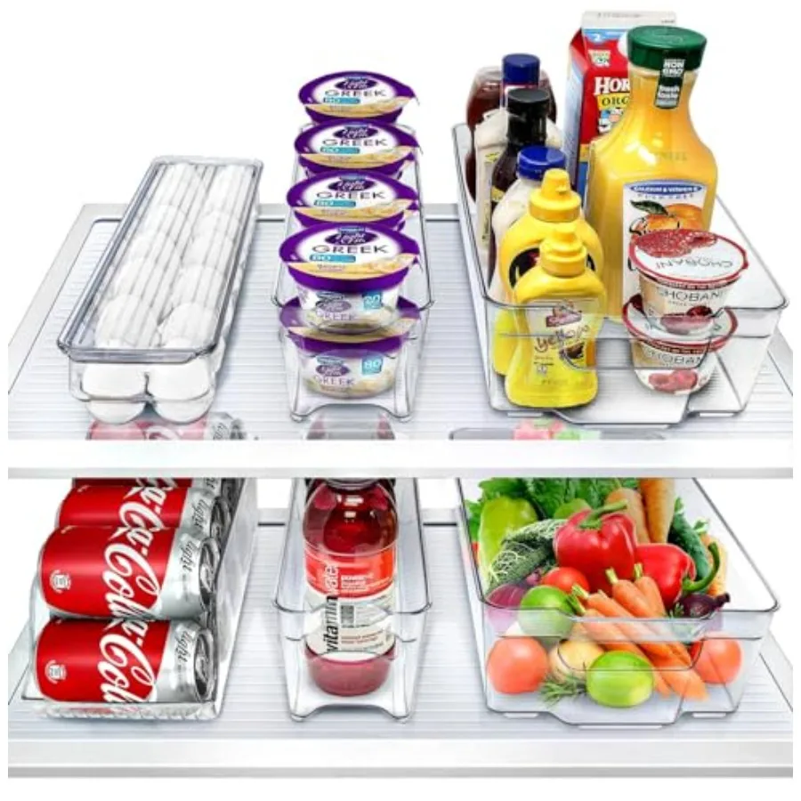 

Fridge Bins and Freezer Bins Refrigerator Organizer Stackable Food Storage Containers BPA-Free Drawer Organizers for Refrigerat